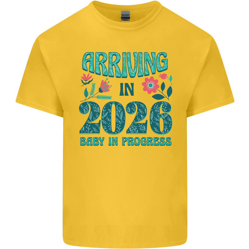 Arriving 2026 New Baby Pregnancy Pregnant Kids T-Shirt Childrens Yellow