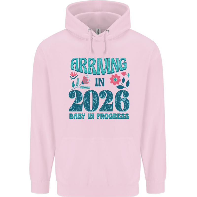 Arriving 2026 New Baby Pregnancy Pregnant Mens 80% Cotton Hoodie Light Pink