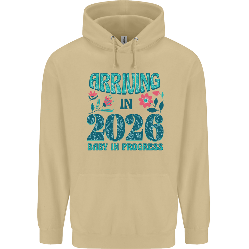 Arriving 2026 New Baby Pregnancy Pregnant Mens 80% Cotton Hoodie Sand