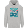Arriving 2026 New Baby Pregnancy Pregnant Mens 80% Cotton Hoodie Sports Grey