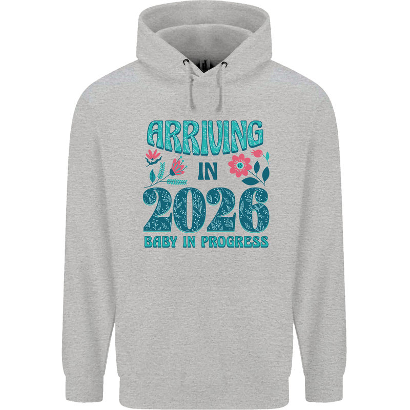 Arriving 2026 New Baby Pregnancy Pregnant Mens 80% Cotton Hoodie Sports Grey