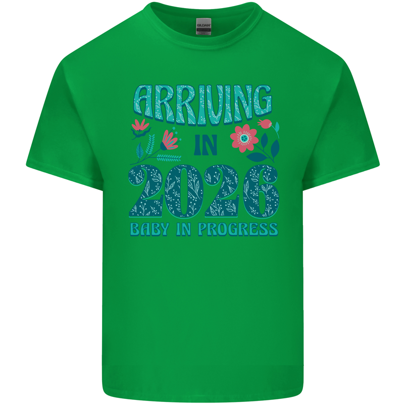 Arriving 2026 New Baby Pregnancy Pregnant Mens Cotton T-Shirt Tee Top Irish Green