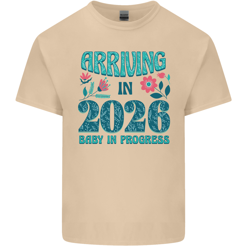 Arriving 2026 New Baby Pregnancy Pregnant Mens Cotton T-Shirt Tee Top Sand