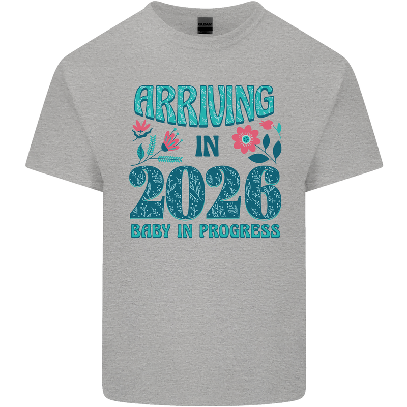 Arriving 2026 New Baby Pregnancy Pregnant Mens Cotton T-Shirt Tee Top Sports Grey