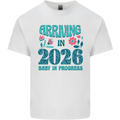 Arriving 2026 New Baby Pregnancy Pregnant Mens Cotton T-Shirt Tee Top White