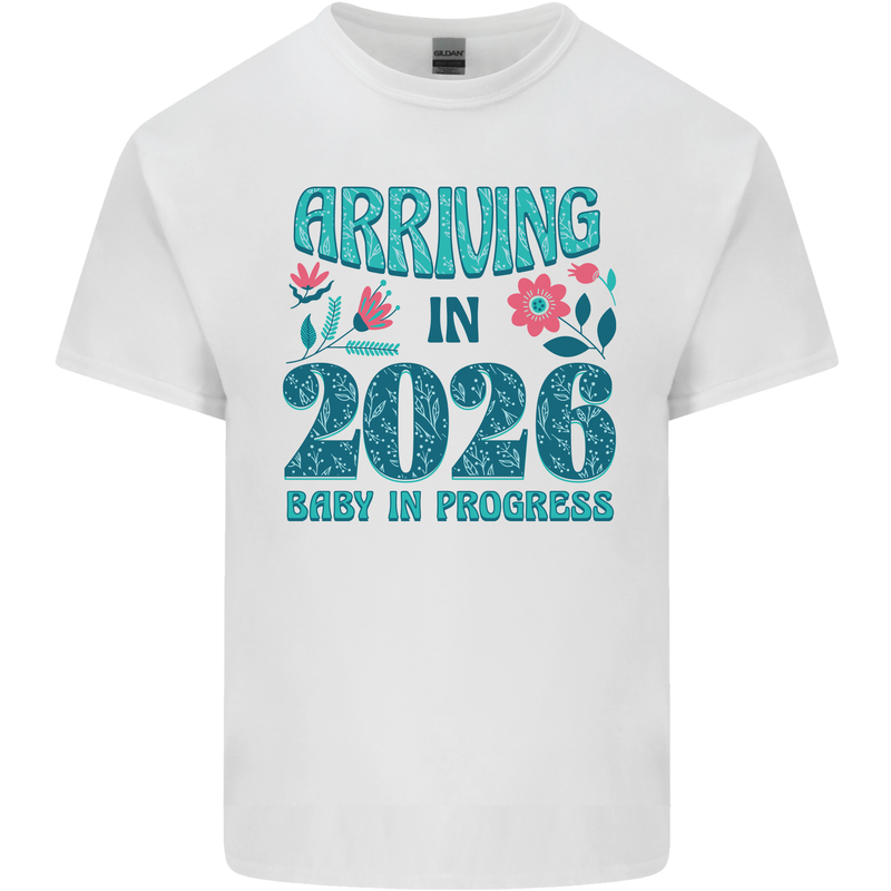Arriving 2026 New Baby Pregnancy Pregnant Mens Cotton T-Shirt Tee Top White