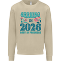 Arriving 2026 New Baby Pregnancy Pregnant Mens Sweatshirt Jumper Sand