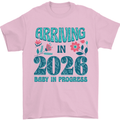 Arriving 2026 New Baby Pregnancy Pregnant Mens T-Shirt 100% Cotton Light Pink