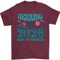 Arriving 2026 New Baby Pregnancy Pregnant Mens T-Shirt 100% Cotton Maroon