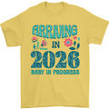 Arriving 2026 New Baby Pregnancy Pregnant Mens T-Shirt 100% Cotton Yellow