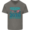 Arriving 2026 New Baby Pregnancy Pregnant Mens V-Neck Cotton T-Shirt Charcoal