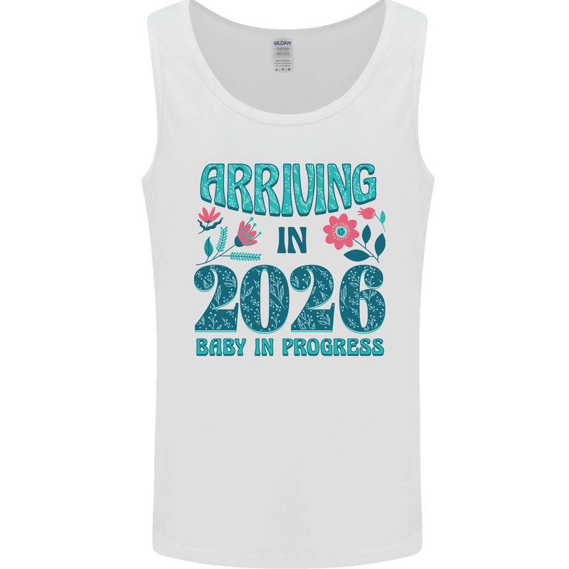 Arriving 2026 New Baby Pregnancy Pregnant Mens Vest Tank Top White