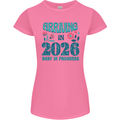 Arriving 2026 New Baby Pregnancy Pregnant Womens Petite Cut T-Shirt Azalea