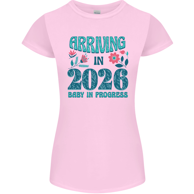 Arriving 2026 New Baby Pregnancy Pregnant Womens Petite Cut T-Shirt Light Pink
