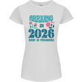 Arriving 2026 New Baby Pregnancy Pregnant Womens Petite Cut T-Shirt White