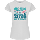 Arriving 2026 New Baby Pregnancy Pregnant Womens Petite Cut T-Shirt White
