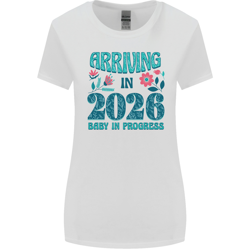 Arriving 2026 New Baby Pregnancy Pregnant Womens Wider Cut T-Shirt White