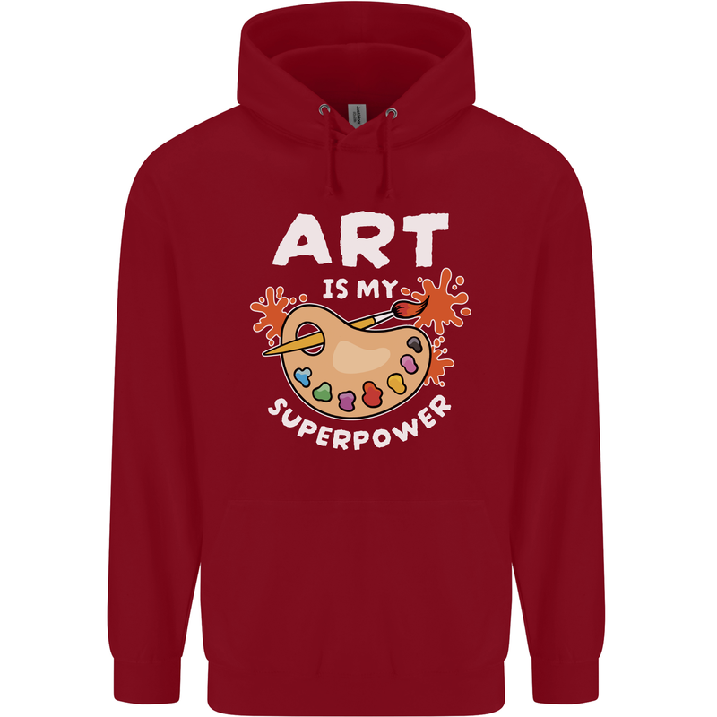 Art is My Superpower Funny Artist Mens 80% Cotton Hoodie Red