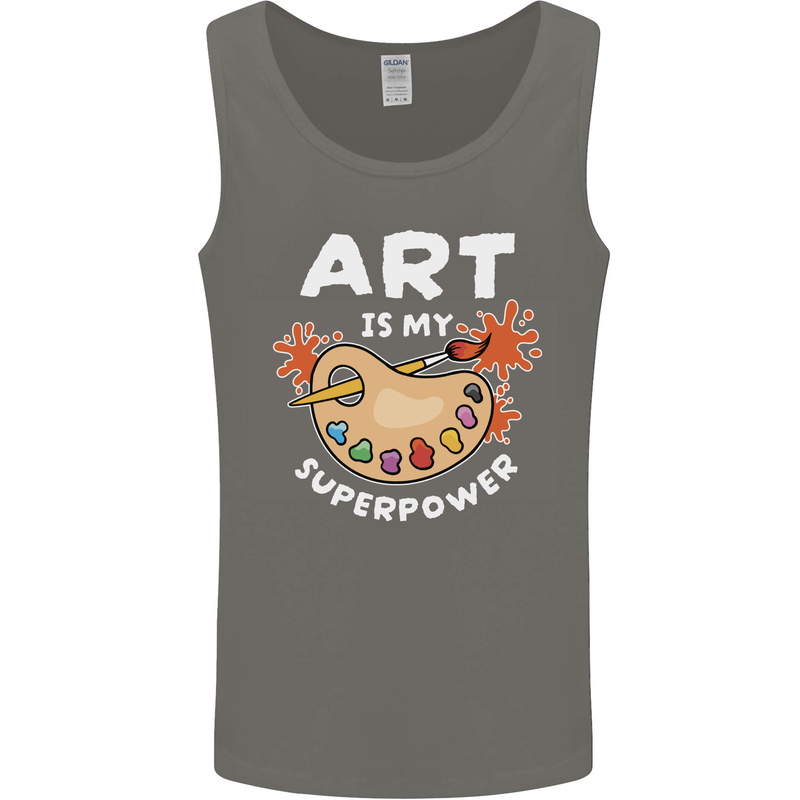 Art is My Superpower Funny Artist Mens Vest Tank Top Charcoal