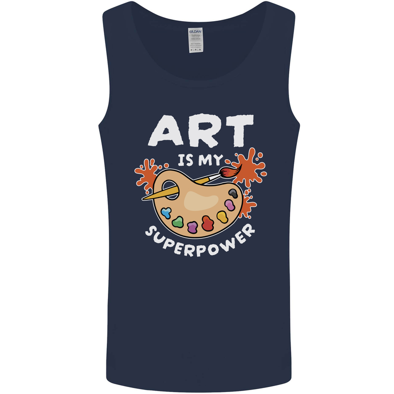 Art is My Superpower Funny Artist Mens Vest Tank Top Navy Blue