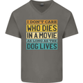 As Long as the Dog Lives Funny Movie Mens V-Neck Cotton T-Shirt Charcoal
