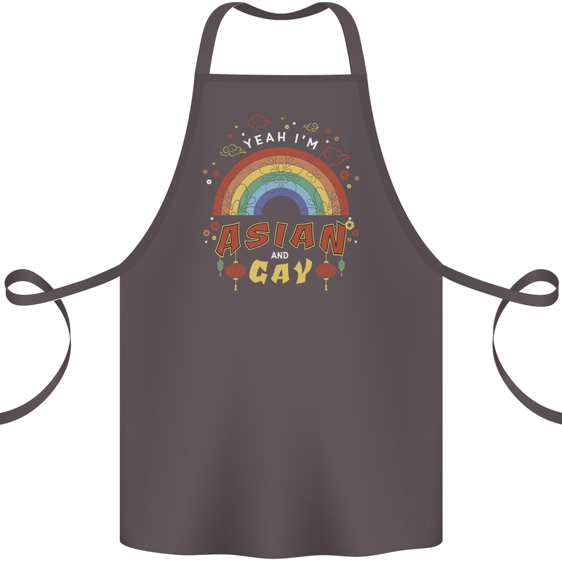 Asian and Gay Funny Gaysian LGBT Pride Cotton Apron 100% Organic Dark Grey