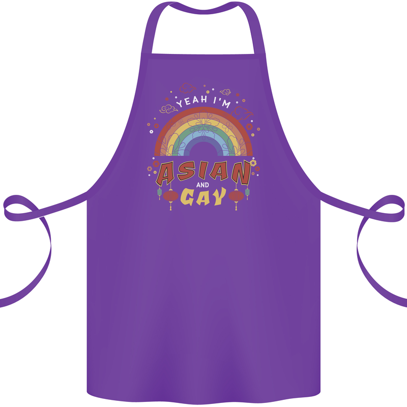 Asian and Gay Funny Gaysian LGBT Pride Cotton Apron 100% Organic Purple