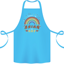 Asian and Gay Funny Gaysian LGBT Pride Cotton Apron 100% Organic Turquoise