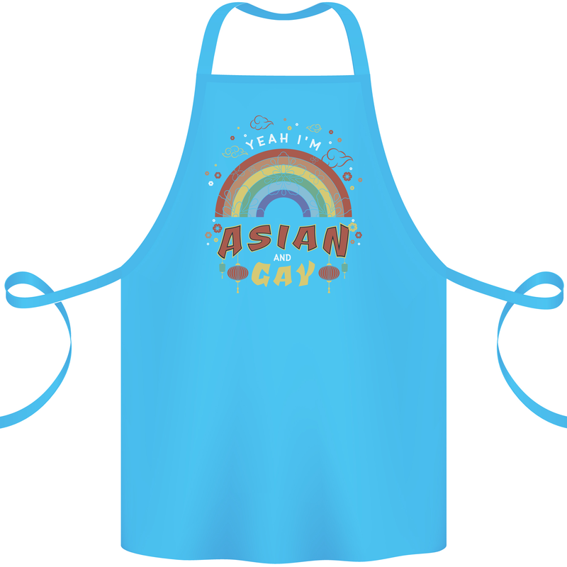 Asian and Gay Funny Gaysian LGBT Pride Cotton Apron 100% Organic Turquoise
