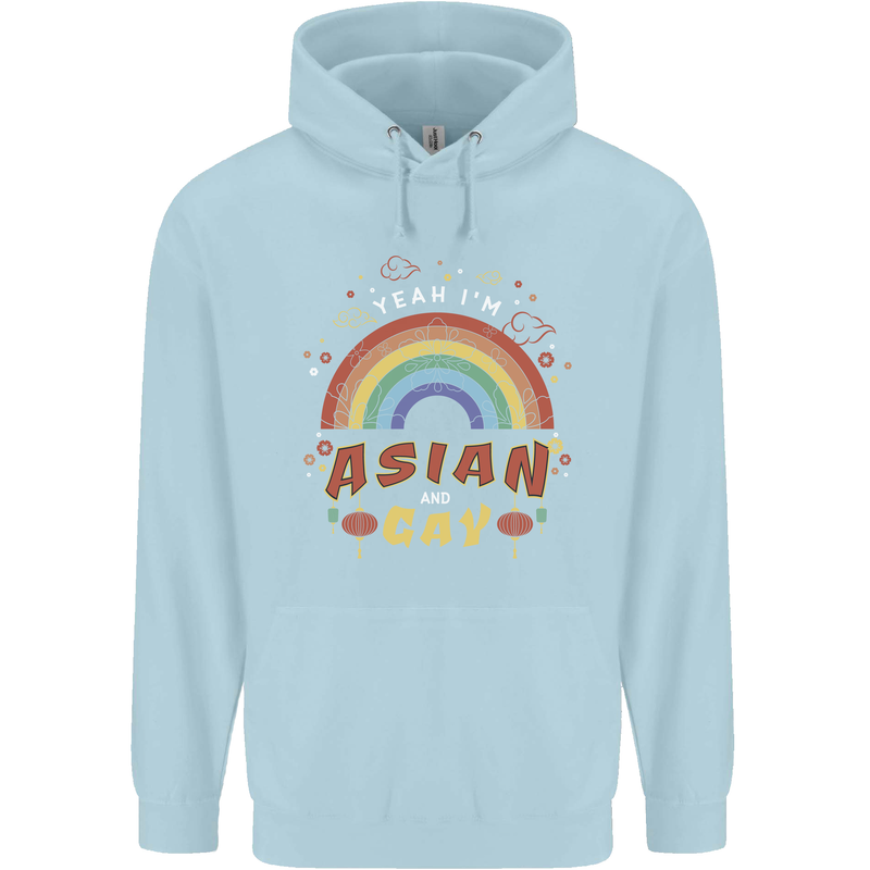 Asian and Gay Funny Gaysian LGBT Pride Mens 80% Cotton Hoodie Light Blue