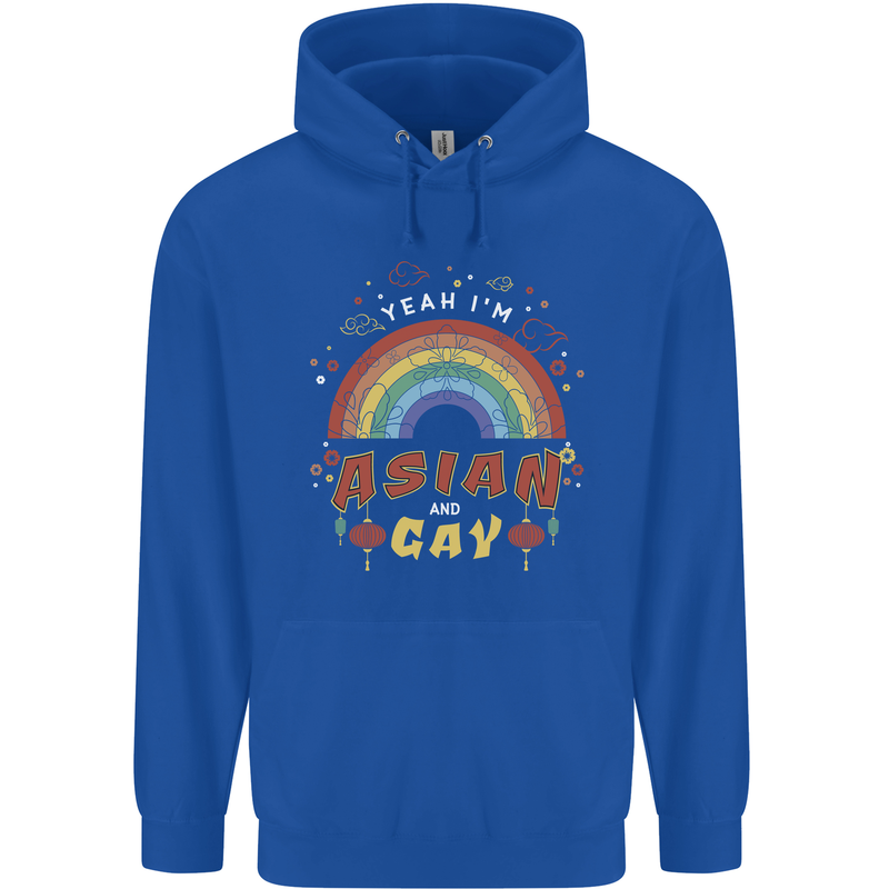 Asian and Gay Funny Gaysian LGBT Pride Mens 80% Cotton Hoodie Royal Blue