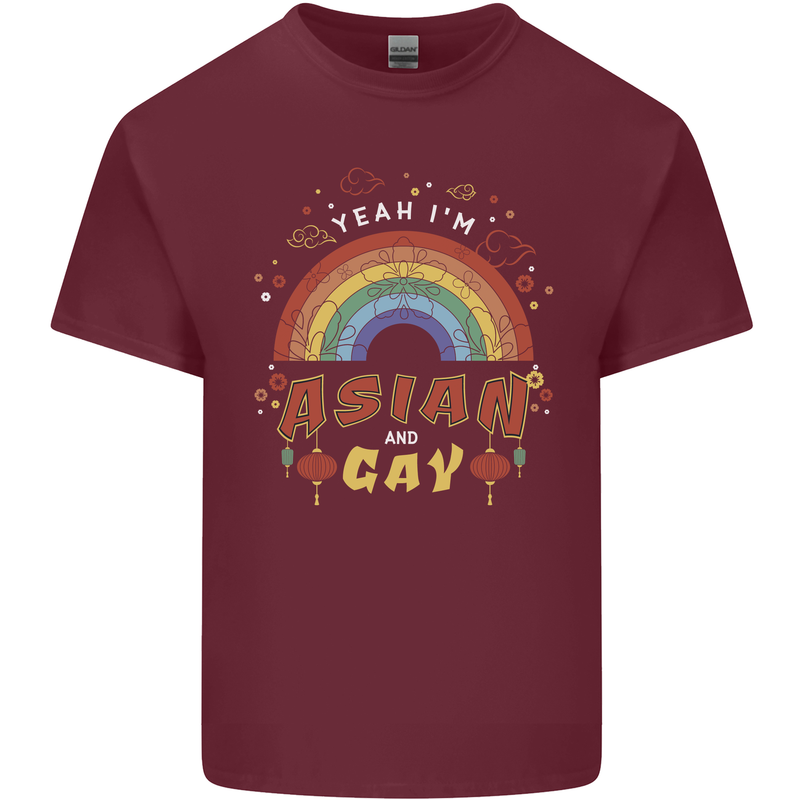 Asian and Gay Funny Gaysian LGBT Pride Mens Cotton T-Shirt Tee Top Maroon