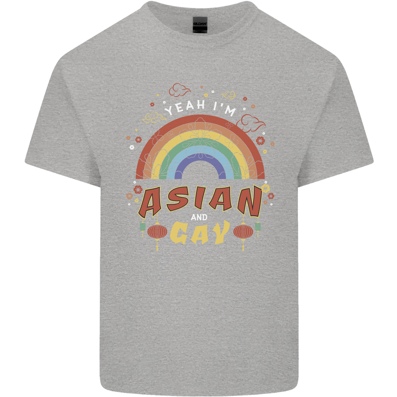 Asian and Gay Funny Gaysian LGBT Pride Mens Cotton T-Shirt Tee Top Sports Grey