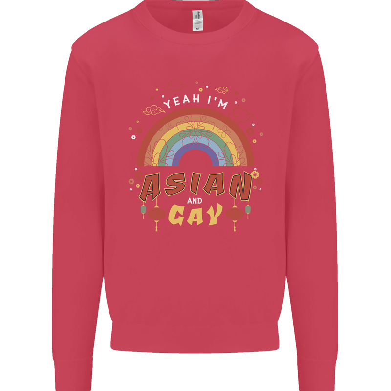 Asian and Gay Funny Gaysian LGBT Pride Mens Sweatshirt Jumper Heliconia