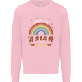 Asian and Gay Funny Gaysian LGBT Pride Mens Sweatshirt Jumper Light Pink