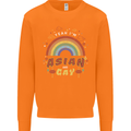 Asian and Gay Funny Gaysian LGBT Pride Mens Sweatshirt Jumper Orange