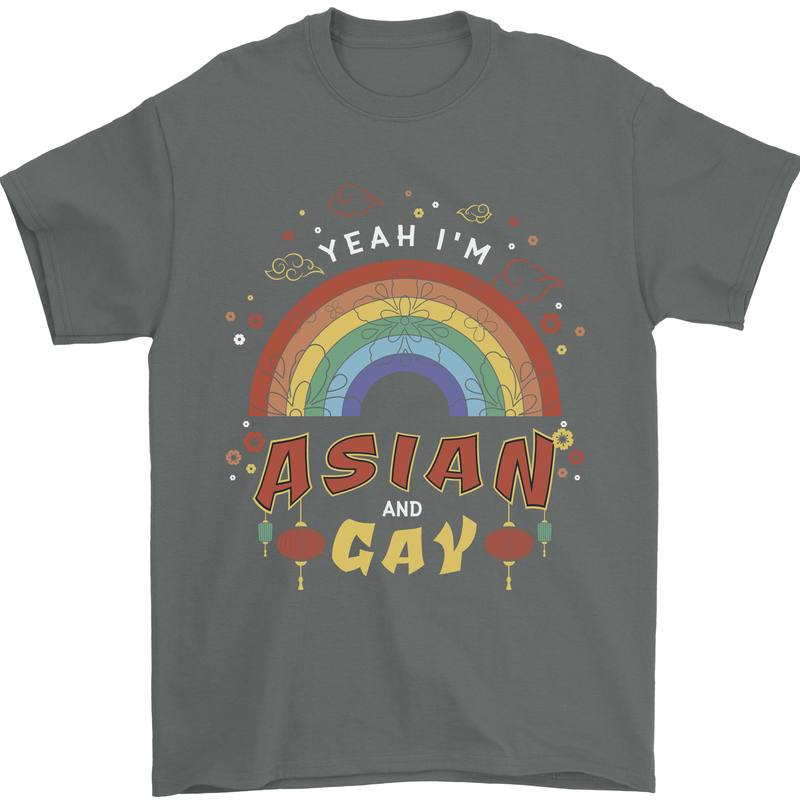 Asian and Gay Funny Gaysian LGBT Pride Mens T-Shirt 100% Cotton Charcoal