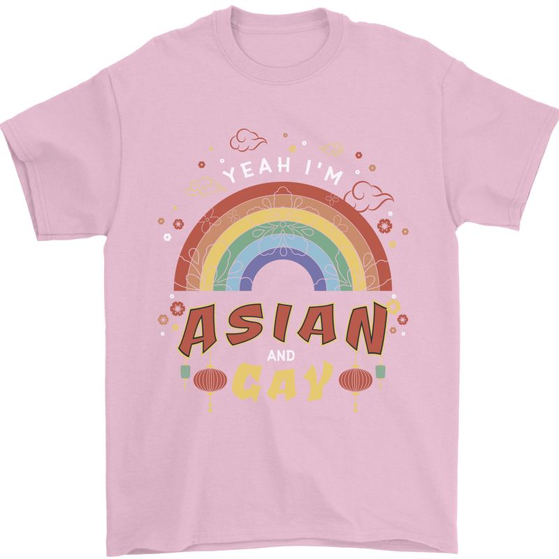 Asian and Gay Funny Gaysian LGBT Pride Mens T-Shirt 100% Cotton Light Pink