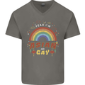 Asian and Gay Funny Gaysian LGBT Pride Mens V-Neck Cotton T-Shirt Charcoal