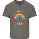 Asian and Gay Funny Gaysian LGBT Pride Mens V-Neck Cotton T-Shirt Charcoal
