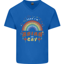 Asian and Gay Funny Gaysian LGBT Pride Mens V-Neck Cotton T-Shirt Royal Blue