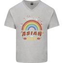 Asian and Gay Funny Gaysian LGBT Pride Mens V-Neck Cotton T-Shirt Sports Grey