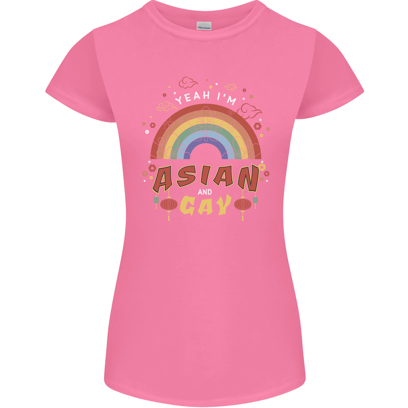 Asian and Gay Funny Gaysian LGBT Pride Womens Petite Cut T-Shirt Azalea
