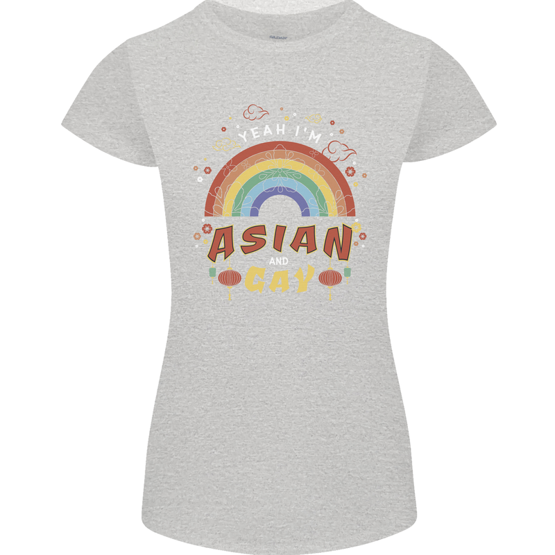 Asian and Gay Funny Gaysian LGBT Pride Womens Petite Cut T-Shirt Sports Grey