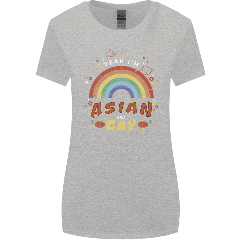 Asian and Gay Funny Gaysian LGBT Pride Womens Wider Cut T-Shirt Sports Grey