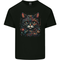 Astral Cat With Fantasy Tribal Markings Kids T-Shirt Childrens Black