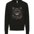 Astral Cat With Fantasy Tribal Markings Mens Sweatshirt Jumper Black