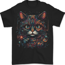 Astral Cat With Fantasy Tribal Markings Mens T-Shirt 100% Cotton BLACK