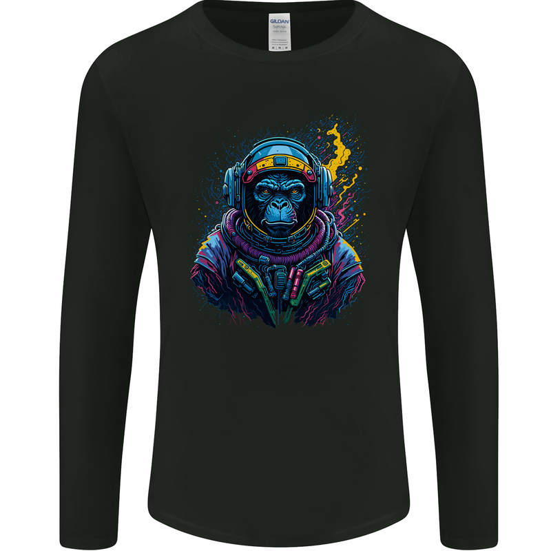 Astro Kong Spaceman Ape Astronaut Mens Long Sleeve T-Shirt Black