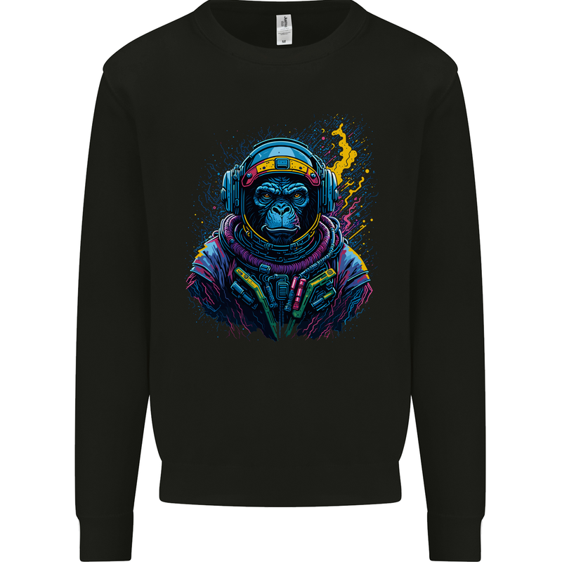 Astro Kong Spaceman Ape Astronaut Mens Sweatshirt Jumper Black